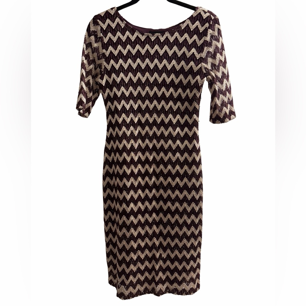 Purple and Gold Zigzag Midi Dress